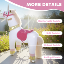 AIYAPLAY Kids Rocking Horse, Plush Walking Horse with Wheels, Ride On Unicorn Toy for Ages 3-5 Years Old, White - thumbnail 6