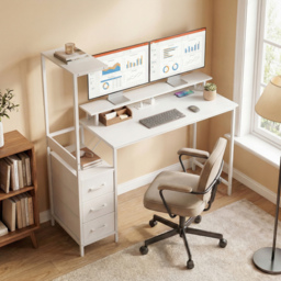 HOMCOM 147cm Gaming Desk with Charging Station and Monitor Stand, Computer Table for Home Office with RGB Lights, White - thumbnail 8