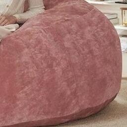 Large Bean Bag Sofa Chair with Space-Saving Design, Eco-Friendly Bead Filling, Reading Lounger for Adults, 150L x 150W x 60H cm, Pink - Aosom UK - thumbnail 5