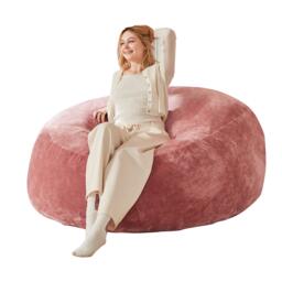 Large Bean Bag Sofa Chair with Space-Saving Design, Eco-Friendly Bead Filling, Reading Lounger for Adults, 150L x 150W x 60H cm, Pink - Aosom UK - thumbnail 2