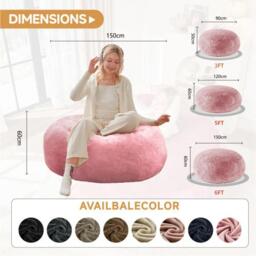 Large Bean Bag Sofa Chair with Space-Saving Design, Eco-Friendly Bead Filling, Reading Lounger for Adults, 150L x 150W x 60H cm, Pink - Aosom UK - thumbnail 3