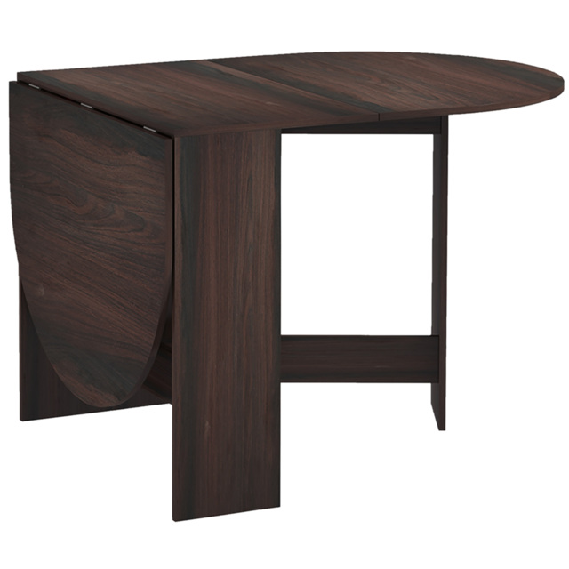 HOMCOM Folding Dining Table, Drop Leaf Table for Small Spaces, Oval Tabletop for Dining Room, Chocolate Wood Effect - image 1