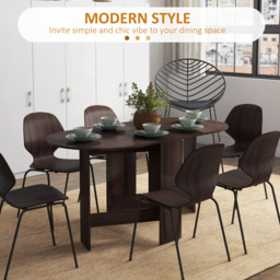 HOMCOM Folding Dining Table, Drop Leaf Table for Small Spaces, Oval Tabletop for Dining Room, Chocolate Wood Effect - thumbnail 5