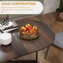 HOMCOM Folding Dining Table, Drop Leaf Table for Small Spaces, Oval Tabletop for Dining Room, Chocolate Wood Effect - thumbnail 7