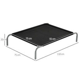 PawHut Cooling Elevated Pet Bed, Cot-Style for Large to Medium Dogs, Breathable Mesh Fabric with Non-slip Pads, 110 x 75 x 20 cm, Black - Aosom UK - thumbnail 3