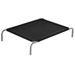 PawHut Cooling Elevated Pet Bed, Cot-Style for Large to Medium Dogs, Breathable Mesh Fabric with Non-slip Pads, 110 x 75 x 20 cm, Black - Aosom UK
