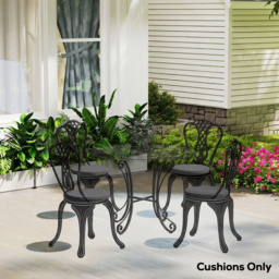 Outsunny Outdoor Bistro Chair Cushions Set of 4 with Removable Cover, 41 x 41 x 5 cm Round Seat Cushions with Ties, Dark Grey - thumbnail 2