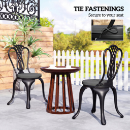 Outsunny Outdoor Bistro Chair Cushions Set of 4 with Removable Cover, 41 x 41 x 5 cm Round Seat Cushions with Ties, Dark Grey - thumbnail 6