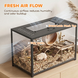 PawHut Hamster Cage, Chewproof Metal Rat Cage with Deep Base, Openable Top for Syrian Dwarf Hamster, Gerbil, 80 x 45 x 50.5 cm - thumbnail 7