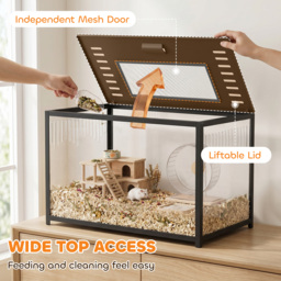 PawHut Hamster Cage, Chewproof Metal Rat Cage with Deep Base, Openable Top for Syrian Dwarf Hamster, Gerbil, 80 x 45 x 50.5 cm - thumbnail 6