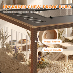 PawHut Hamster Cage, Chewproof Metal Rat Cage with Deep Base, Openable Top for Syrian Dwarf Hamster, Gerbil, 80 x 45 x 50.5 cm - thumbnail 5