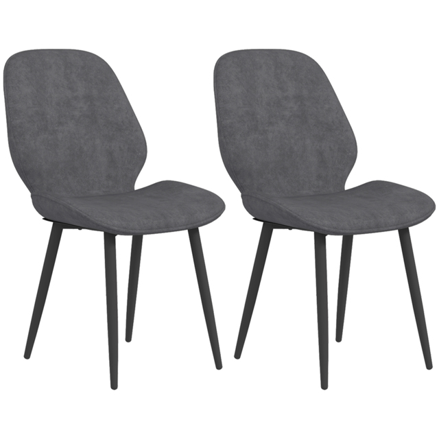 HOMCOM Velvet Dining Chairs with Metal Legs, Cosy Seating, Set of 2 Kitchen Chairs for Dining & Living Room, Grey - Aosom UK - image 1
