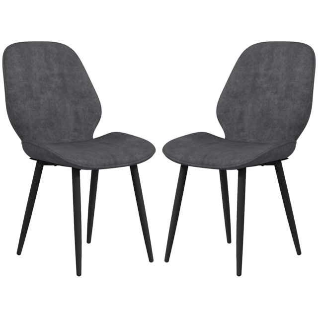 HOMCOM Velvet Dining Chairs with Metal Legs, Cosy Seating, Set of 2 Kitchen Chairs for Dining & Living Room, Grey - Aosom UK - image 1