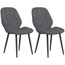 HOMCOM Velvet Dining Chairs with Metal Legs, Cosy Seating, Set of 2 Kitchen Chairs for Dining & Living Room, Grey - Aosom UK
