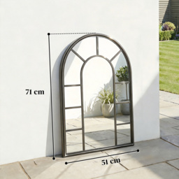 Outsunny Arched Mirror, Shatterproof Acrylic Windowpane Wall Mounted Mirror with Robust Metal Frame, 71 x 51 cm, Black - thumbnail 3