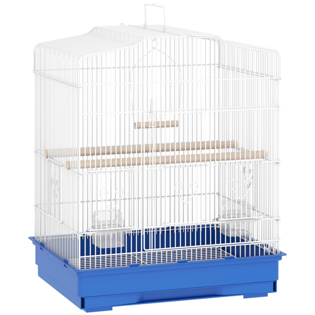 PawHut Large Metal Bird Cage with Perches, Food Bowls, Swing, for Budgies, Parakeets, Blue - image 1