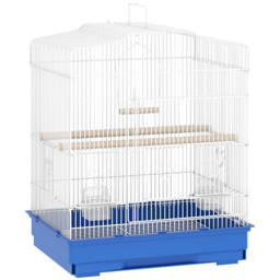 PawHut Large Metal Bird Cage with Perches, Food Bowls, Swing, for Budgies, Parakeets, Blue - thumbnail 1