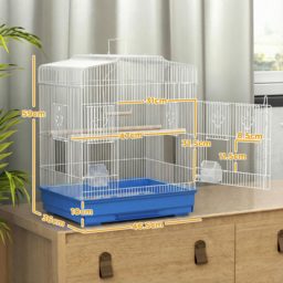 PawHut Large Metal Bird Cage with Perches, Food Bowls, Swing, for Budgies, Parakeets, Blue - thumbnail 3