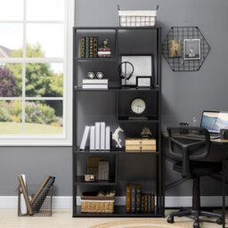 HOMCOM Industrial Accent Display Rack 7 Tier Bookcase, Display Rack for Living Room, Office, Bedroom, Black - thumbnail 7
