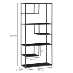 HOMCOM Industrial Accent Display Rack 7 Tier Bookcase, Display Rack for Living Room, Office, Bedroom, Black - thumbnail 3