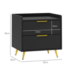 HOMCOM Elegant Two-Drawer Bedside Table Set of 2 - Black - thumbnail 3