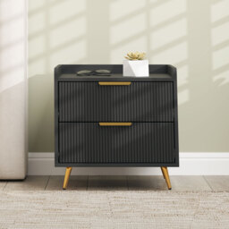 HOMCOM Elegant Two-Drawer Bedside Table Set of 2 - Black - thumbnail 9