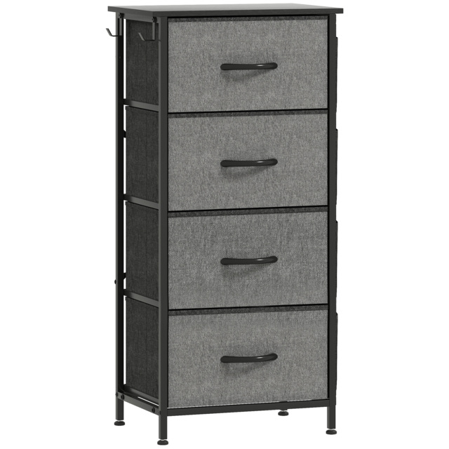 HOMCOM Chest of Four Fabric Drawers - Charcoal Grey - image 1