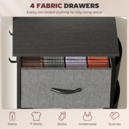 HOMCOM Chest of Four Fabric Drawers - Charcoal Grey - thumbnail 4