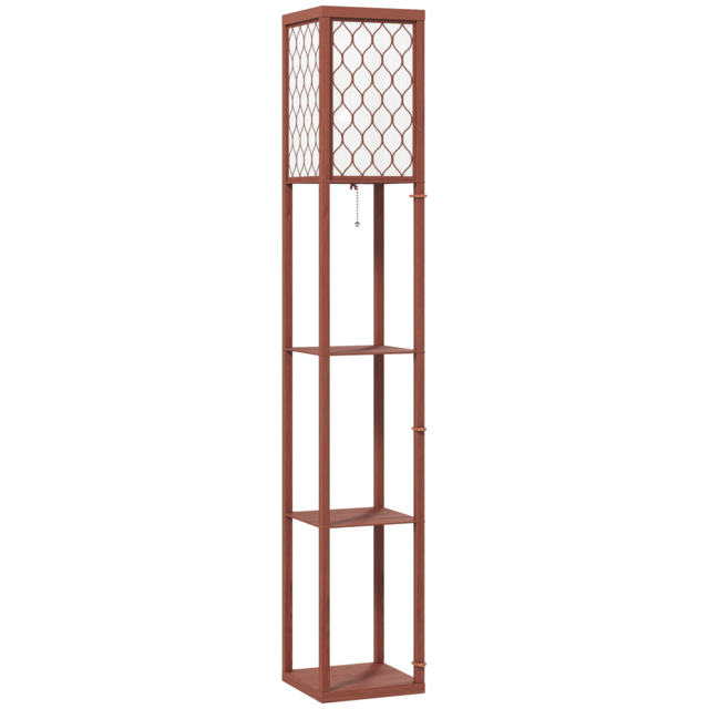 HOMCOM Three-Shelf Standing Lamp - Brown/White - image 1