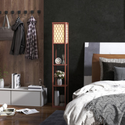 HOMCOM Three-Shelf Standing Lamp - Brown/White - thumbnail 8