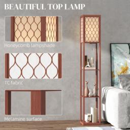 HOMCOM Three-Shelf Standing Lamp - Brown/White - thumbnail 4