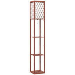 HOMCOM Three-Shelf Standing Lamp - Brown/White