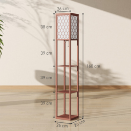 HOMCOM Three-Shelf Standing Lamp - Brown/White - thumbnail 3