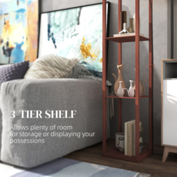 HOMCOM Three-Shelf Standing Lamp - Brown/White - thumbnail 6