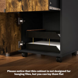 HOMCOM 60cm Storage Cabinet with Drawer, Open Shelf, Metal Handles and 4 Wheels, Office Home Organiser Mobile Printer, Rustic Brown - Aosom UK - thumbnail 7