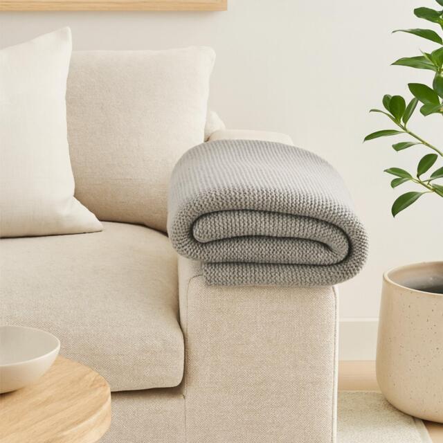 Hand-Knitted Double Knit Throw with Soft Breathable Natural Cotton, Knitted Blanket with Secure Packaging, 15L x 26W x 15H cm, Grey - Aosom UK - image 1