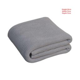 Hand-Knitted Double Knit Throw with Soft Breathable Natural Cotton, Knitted Blanket with Secure Packaging, 15L x 26W x 15H cm, Grey - Aosom UK - thumbnail 3