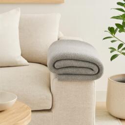 Hand-Knitted Double Knit Throw with Soft Breathable Natural Cotton, Knitted Blanket with Secure Packaging, 15L x 26W x 15H cm, Grey - Aosom UK - thumbnail 1