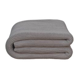Hand-Knitted Double Knit Throw with Soft Breathable Natural Cotton, Knitted Blanket with Secure Packaging, 15L x 26W x 15H cm, Grey - Aosom UK - thumbnail 2