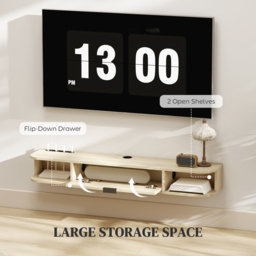 HOMCOM 120 cm Floating TV Unit for TVs up to 50 Inch - Natural - thumbnail 5