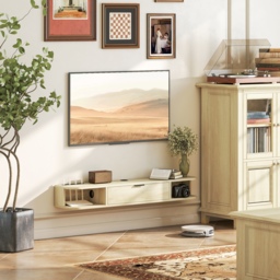 HOMCOM 120 cm Floating TV Unit for TVs up to 50 Inch - Natural - thumbnail 2