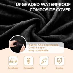 5-Foot Bean Bag Sofa Chair with Easy-Care Cover and Sustainable Filling, Lounger for Pressure-Relieving, 120L x 120W x 60H cm, Black - Aosom UK - thumbnail 7