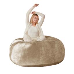 Large Bean Bag Sofa Chair with Eco-Friendly Bead Filling, Washable Covers, Temporary Guest Bed for Adults, 150L x 150W x 60H cm, Apricot - Aosom UK - thumbnail 2