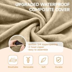 Large Bean Bag Sofa Chair with Eco-Friendly Bead Filling, Washable Covers, Temporary Guest Bed for Adults, 150L x 150W x 60H cm, Apricot - Aosom UK - thumbnail 7