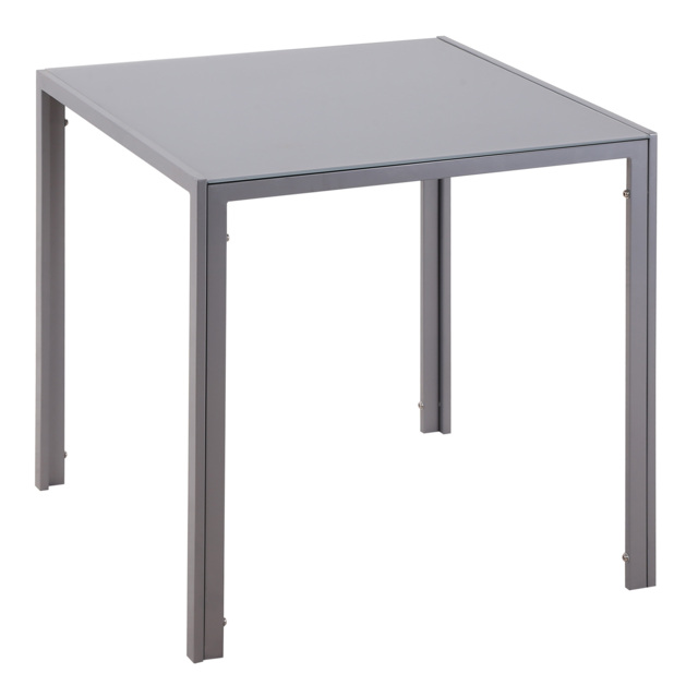 HOMCOM Modern Square Dining Table, Seats 4, with Glass Top & Metal Legs for Dining Room, Living Room, Grey - image 1