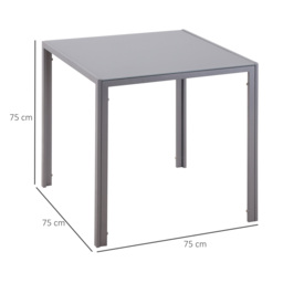 HOMCOM Modern Square Dining Table, Seats 4, with Glass Top & Metal Legs for Dining Room, Living Room, Grey - thumbnail 3