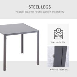 HOMCOM Modern Square Dining Table, Seats 4, with Glass Top & Metal Legs for Dining Room, Living Room, Grey - thumbnail 5