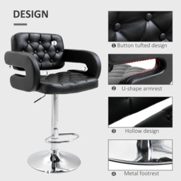 Set of 2 PU Leather Upholstered Swivel Bar Stool, Height Adjustable Barstool with Back, Armrest, Footrest for Kitchen - thumbnail 7