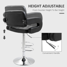 Set of 2 PU Leather Upholstered Swivel Bar Stool, Height Adjustable Barstool with Back, Armrest, Footrest for Kitchen - thumbnail 4