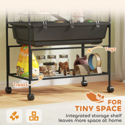 PawHut 3 Tier Large Hamster Cage on Wheels with 17 cm Deep Tray, Storage Shelf for Syrian, Gerbil, Rats - thumbnail 7